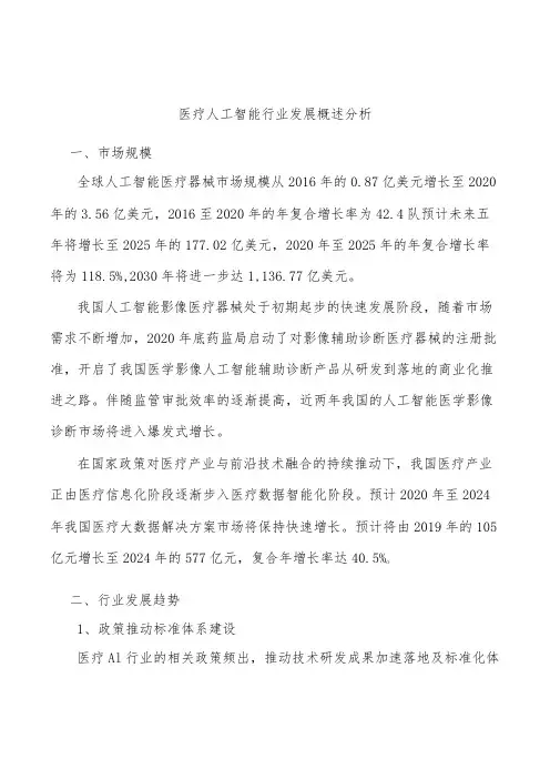 医疗人工智能行业发展概述分析
