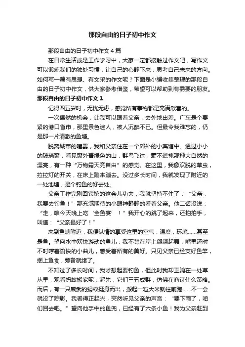 那段自由的日子初中作文