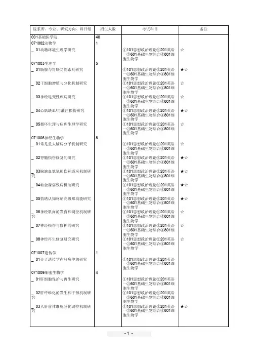 一③601基础生物综合④801细胞生物学