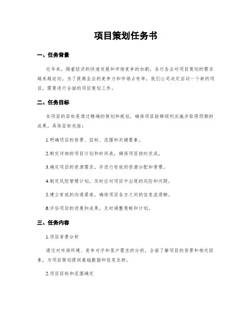 项目策划任务书