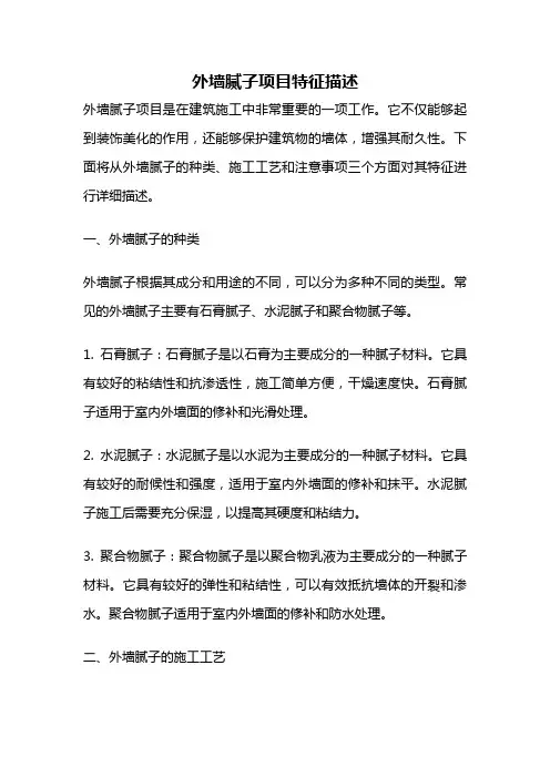 外墙腻子项目特征描述