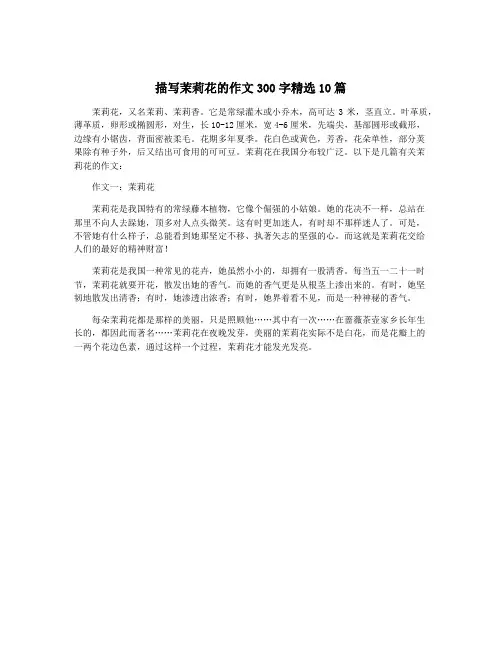 描写茉莉花的作文300字精选10篇