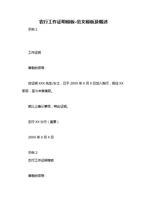 农行工作证明模板-概述说明以及解释