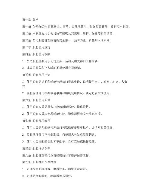 公司船艇使用管理制度范本