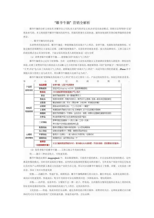 “雕爷牛腩” 营销全解析