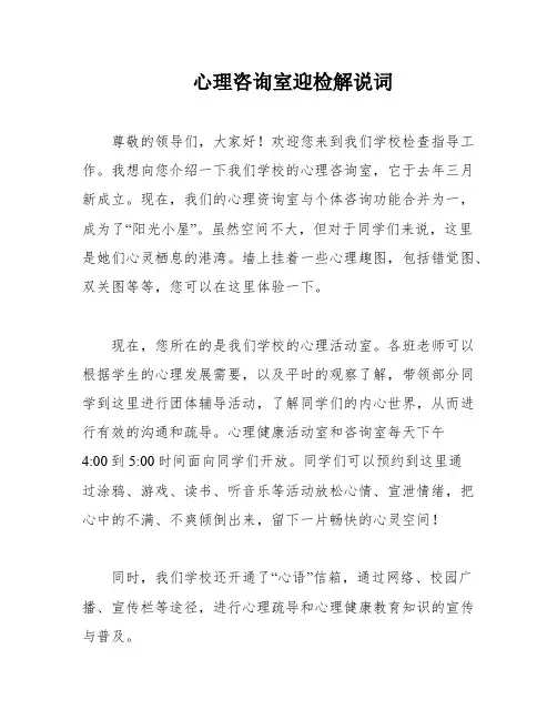 心理咨询室迎检解说词