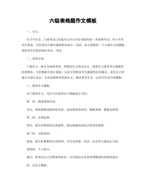 六级表格题作文模板