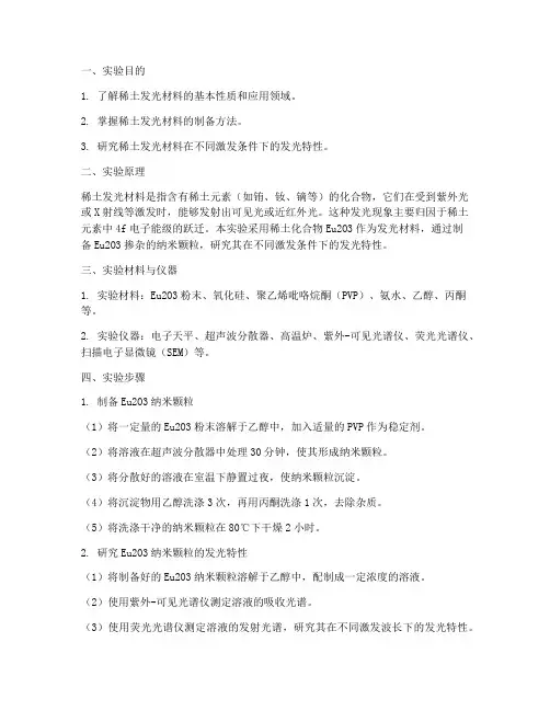 稀土发光材料实验报告