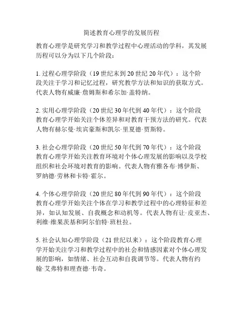简述教育心理学的发展历程