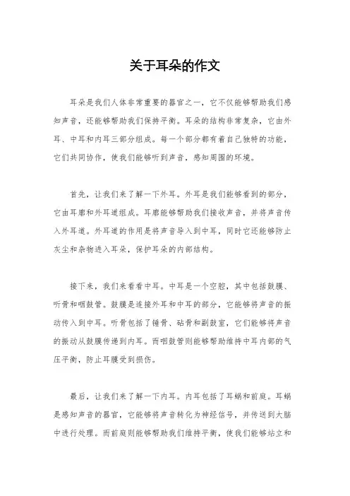 关于耳朵的作文