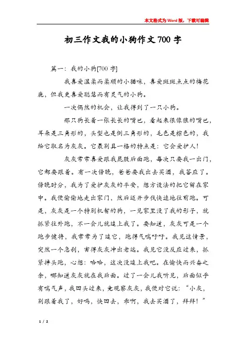 初三作文我的小狗作文700字