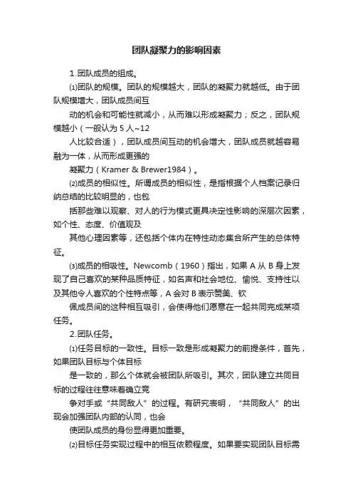 团队凝聚力的影响因素