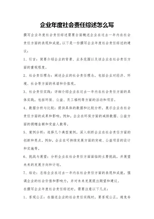 企业年度社会责任综述怎么写