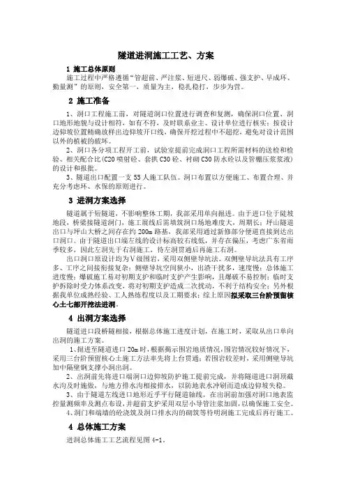 隧道进洞施工工艺、方案