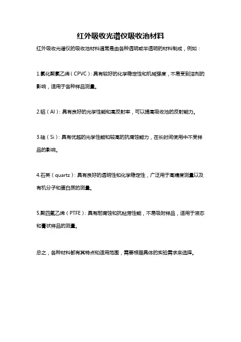 红外吸收光谱仪吸收池材料