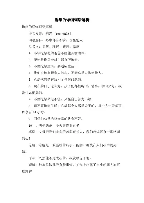 抱怨的详细词语解析