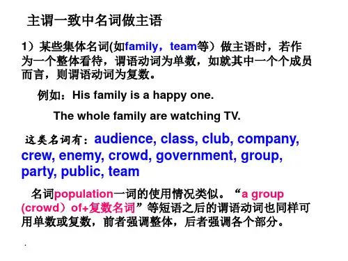 名词做主语时的主谓一致