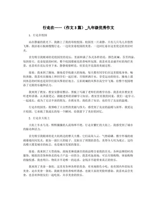 行走在……(作文3篇)_九年级优秀作文