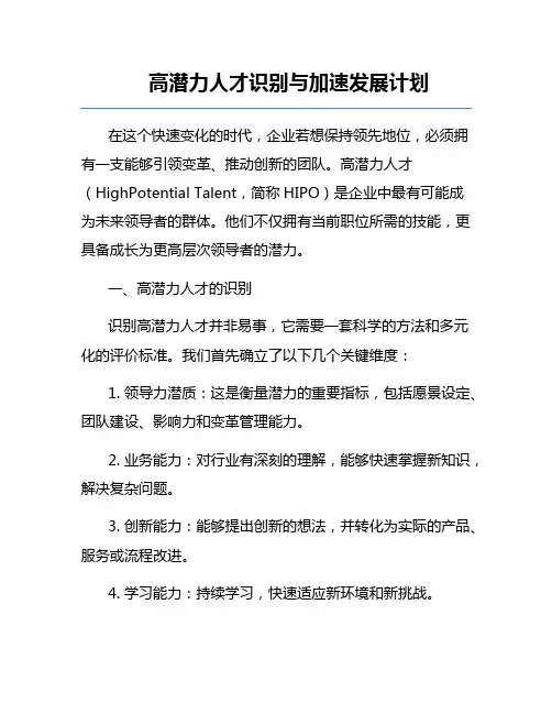 高潜力人才识别与加速发展计划