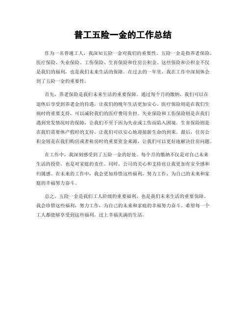 普工五险一金的工作总结
