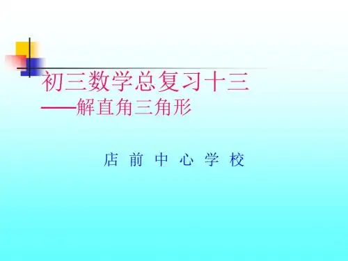 九年级数学解直角三角形总复习全面版