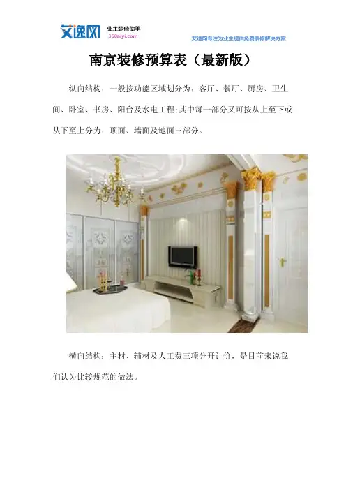 南京装修预算表(最新版)