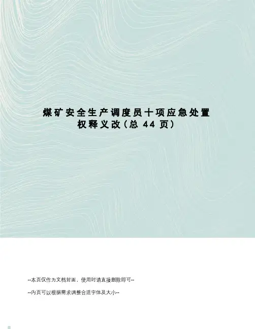 煤矿安全生产调度员十项应急处置权释义改