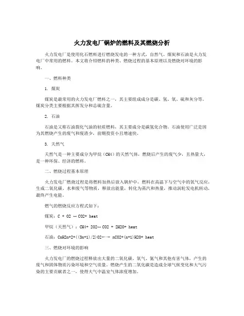 火力发电厂锅炉的燃料及其燃烧分析