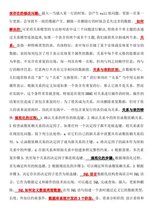 大学数据库考试重点内容