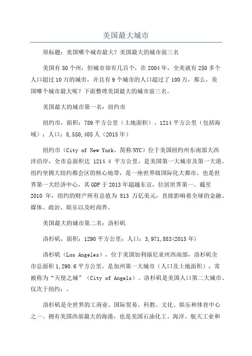 美国最大城市
