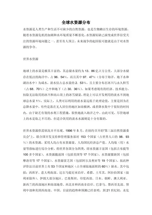 全球水资源分布
