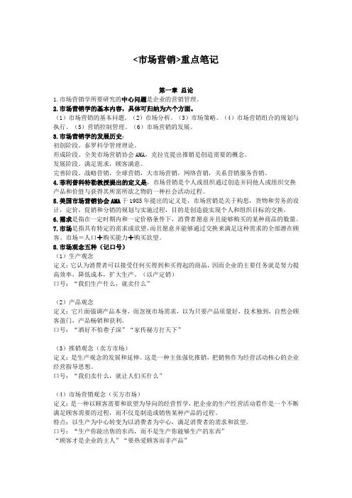 市场营销-重点笔记