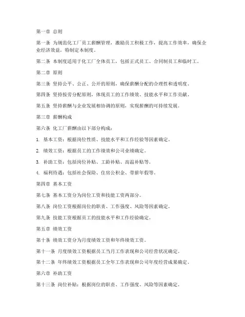 化工厂薪酬管理制度模板
