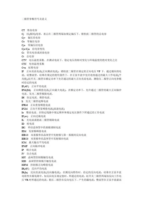 二极管参数符号及意义