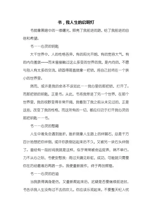 初二作文：书我人生的启明灯作文600字
