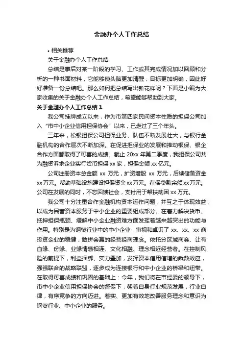 金融办个人工作总结