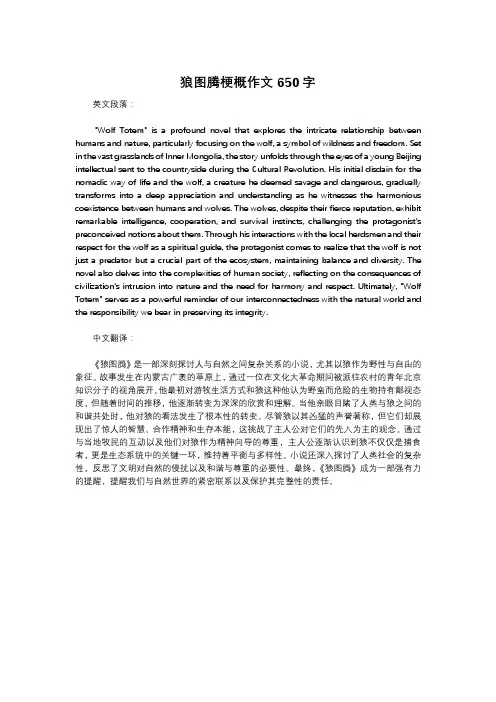 狼图腾梗概作文650字
