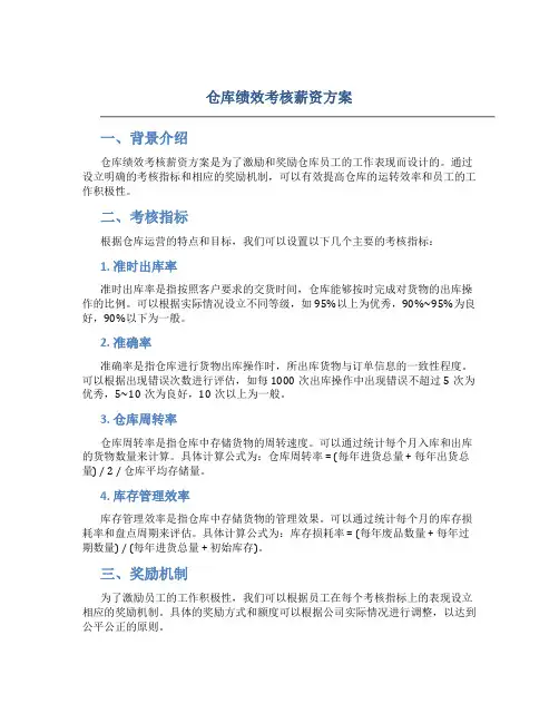 仓库绩效考核薪资方案