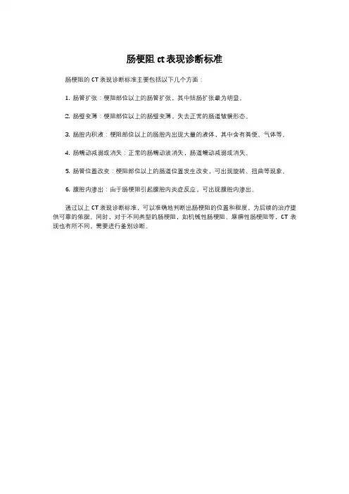 肠梗阻ct表现诊断标准