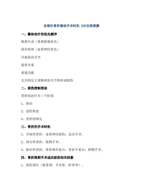 各部位骨折最佳手术时机 5分全面掌握
