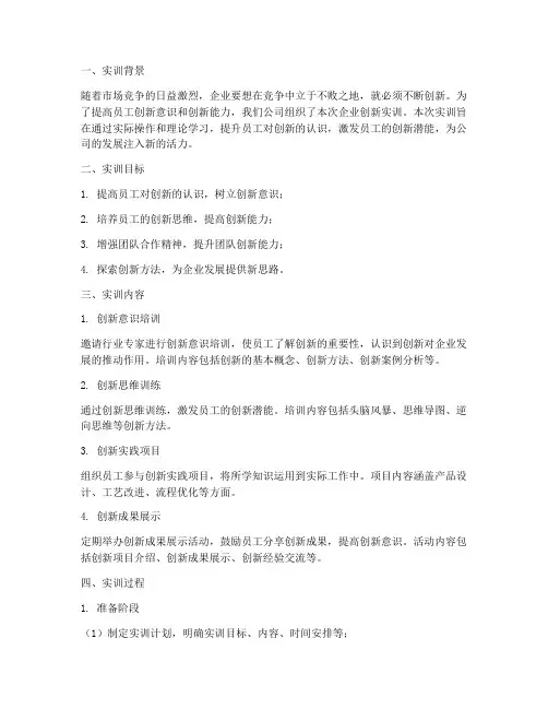 企业创新实训报告