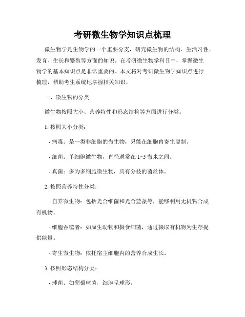 考研微生物学知识点梳理