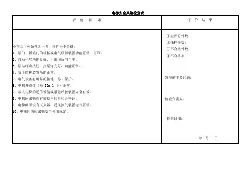 电梯安全风险检查表