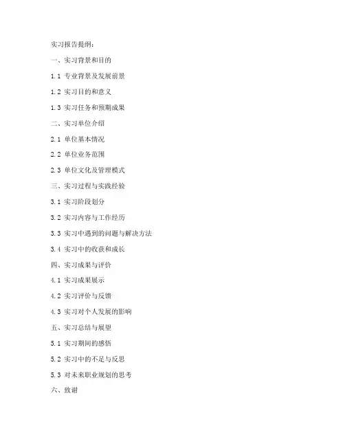 环境艺术毕业实习报告提纲