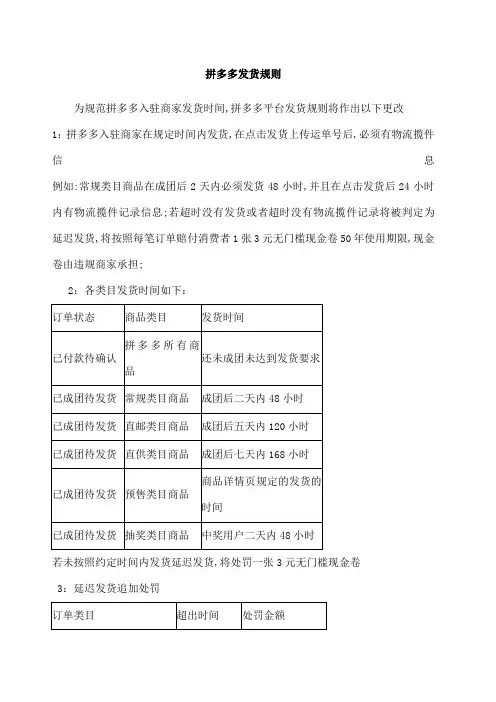 拼多多发货规则
