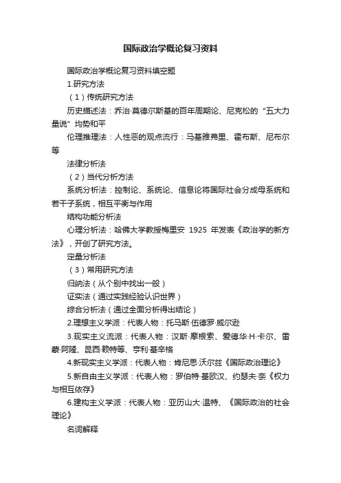 国际政治学概论复习资料