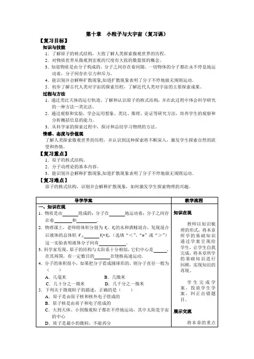 第十章 小粒子与大宇宙 复习课