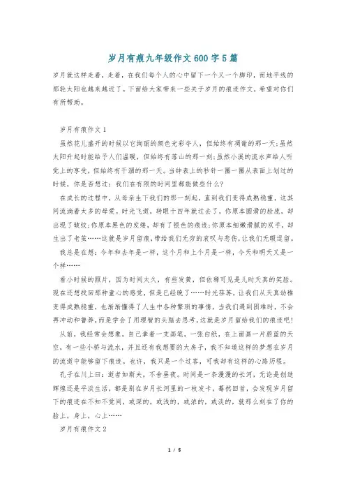 岁月有痕九年级作文600字5篇