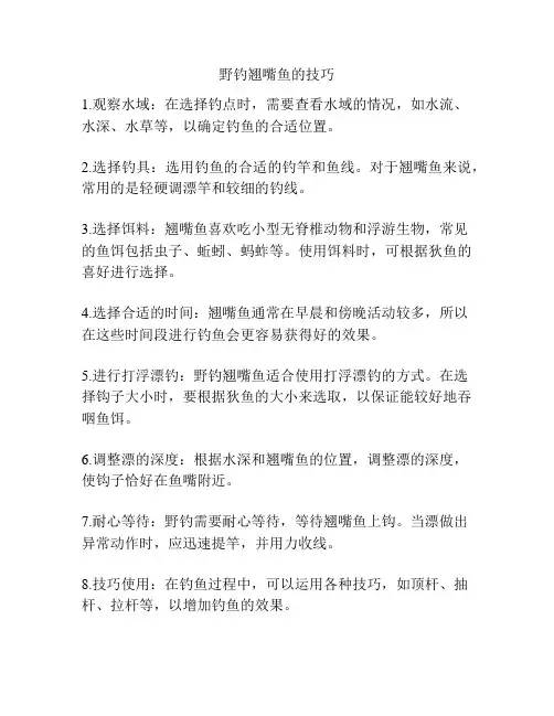 野钓翘嘴鱼的技巧