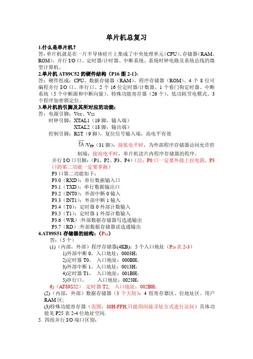 单片机期末考试总复习(1)